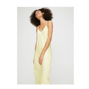 Only Slip Satin Midi Dress in Yellow